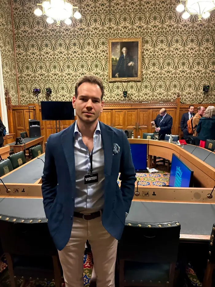 Max Folaron speaking at the UK Parliament